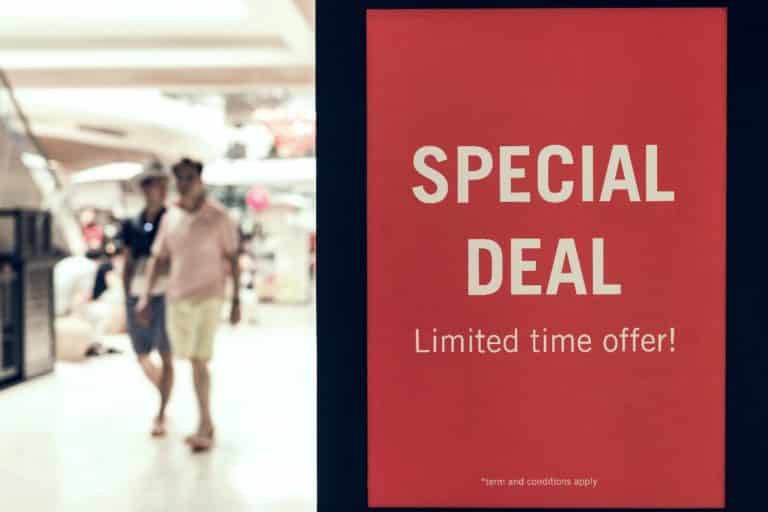 Special deal poster and shoppers